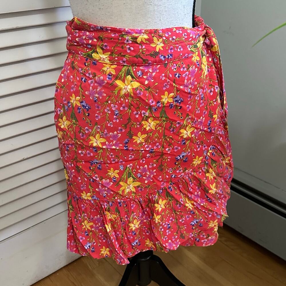 Gap Skirt Womens Small Pink Floral Wrap Ruffle Hem Dainty Y2K Coquette Summer